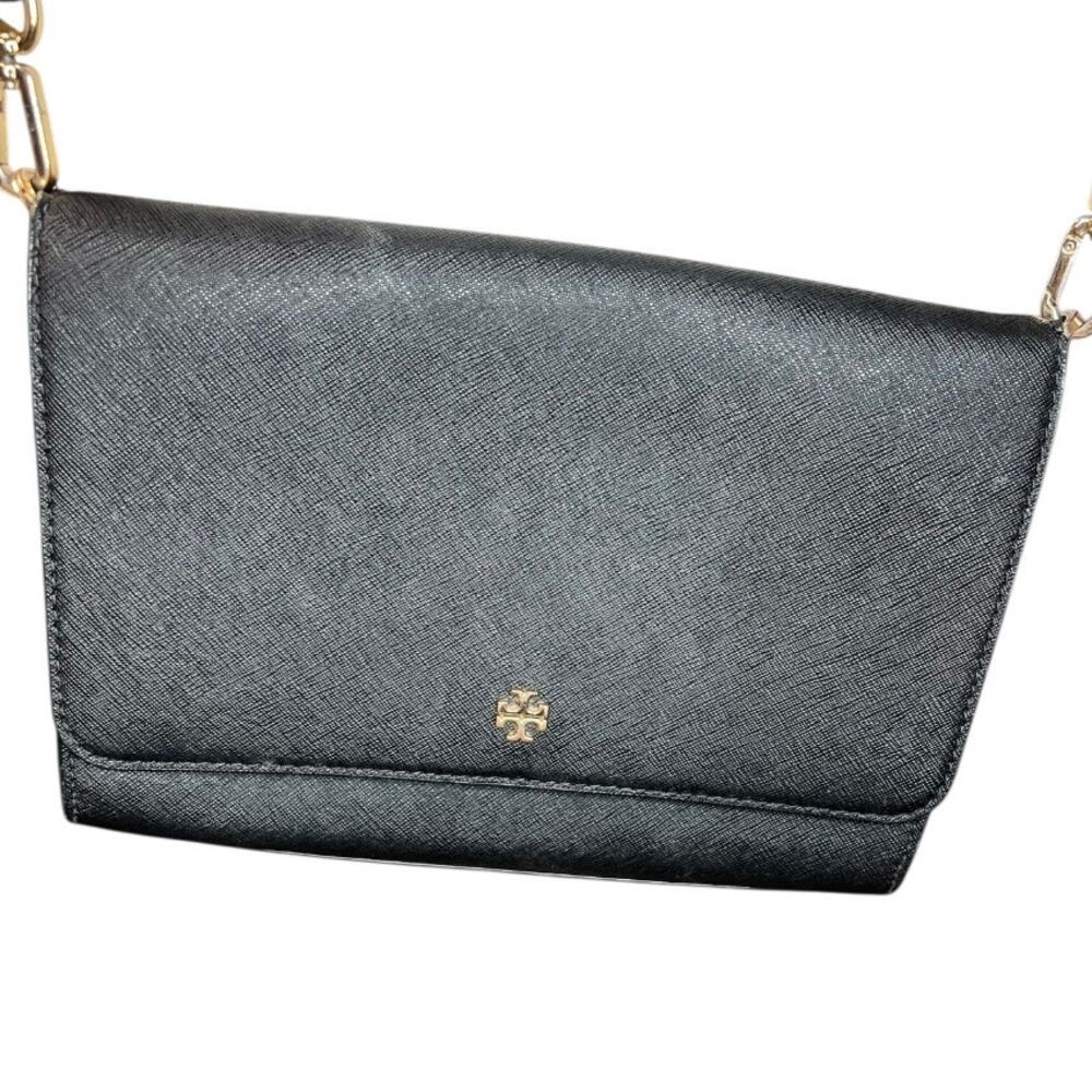 Tory Burch black leather crossbody neutral everyday purse casual - Picture 2 of 8